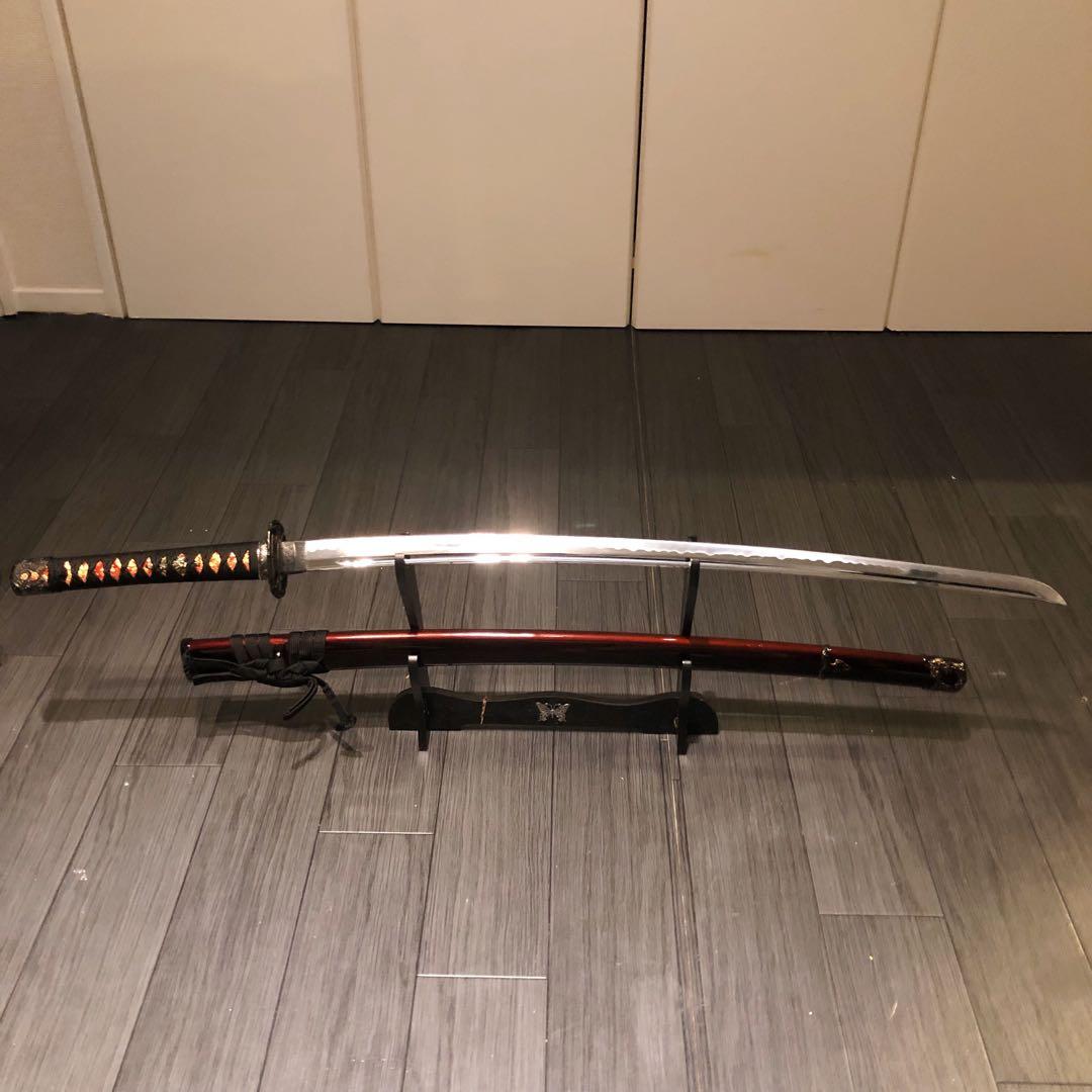 高級居合刀　高級模造刀　樋入刀身　朱拵え　合金刀身