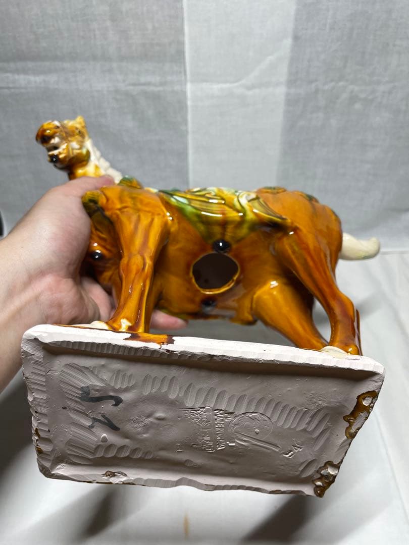 唐三彩馬。九都牌唐三彩。中国洛陽市美術陶磁廠。昭和時代。美品。舊家