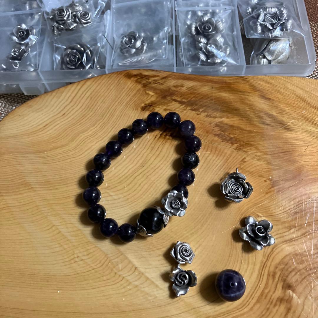 アメジストとモリオンカレンシルバーの薔薇、タイチンルチル