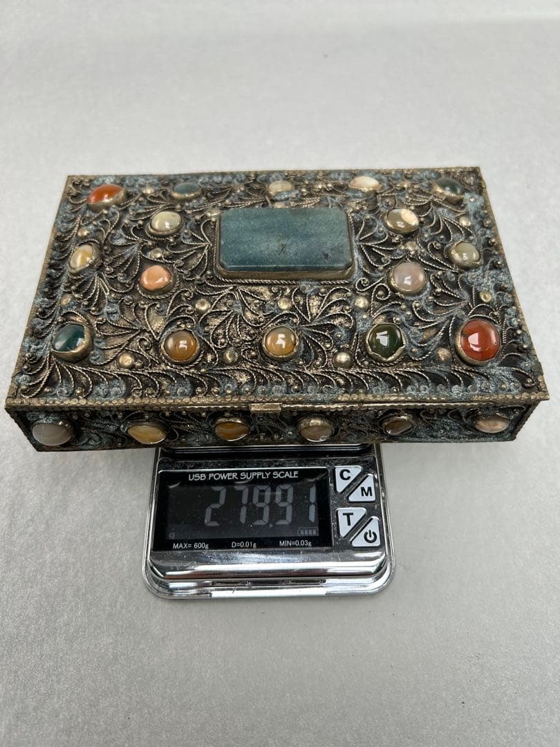 A019希少骨董外国製宝箱アンティーク高4cm幅15cm奥行10㎝現状品