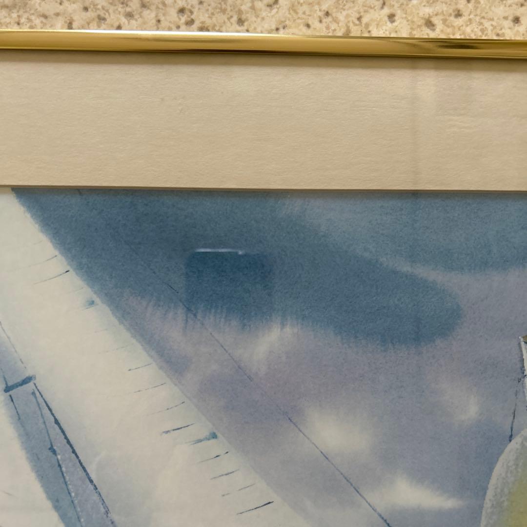 Maurice Silber モーリスシルバー水彩画 帆船　ヨット額装金