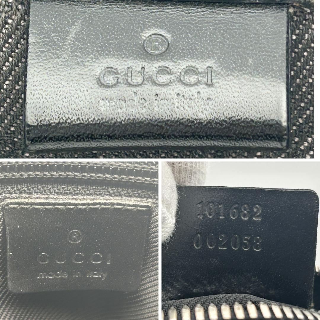 美品✨グッチ ハーフムーン ショルダーバッグ キャンバス GG ブラック レザー