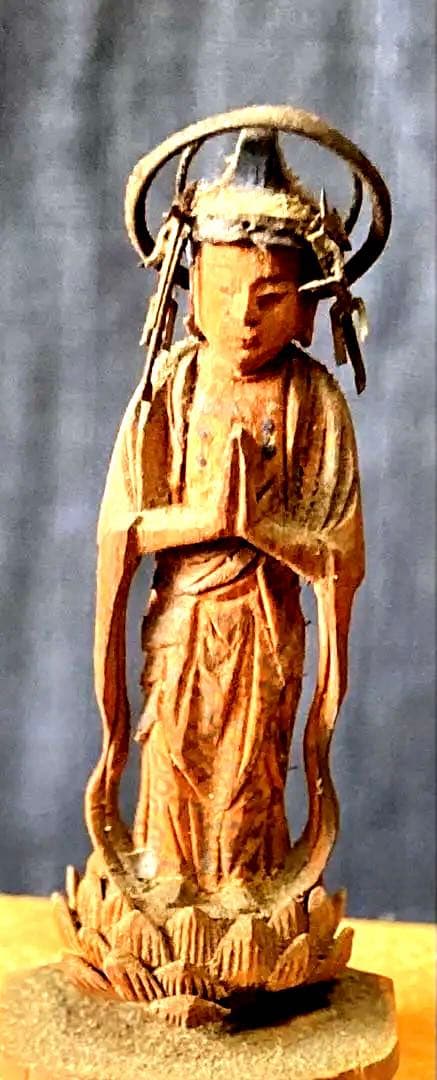 小さな 小さな合掌木彫り仏 極小木彫り仏 江戸時代