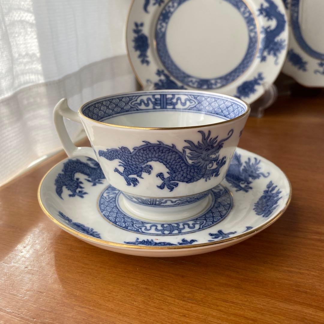 希少 ハマースレイ ブルードラゴン カップ ソーサー プレート ティーセット