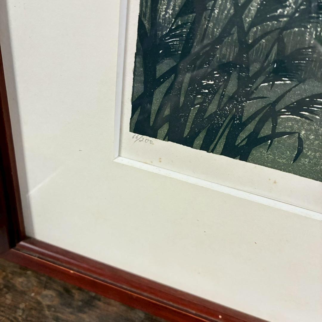 宮本秋風「十六夜月」木版画 直筆サイン・印章・エンボス印有 人気木版