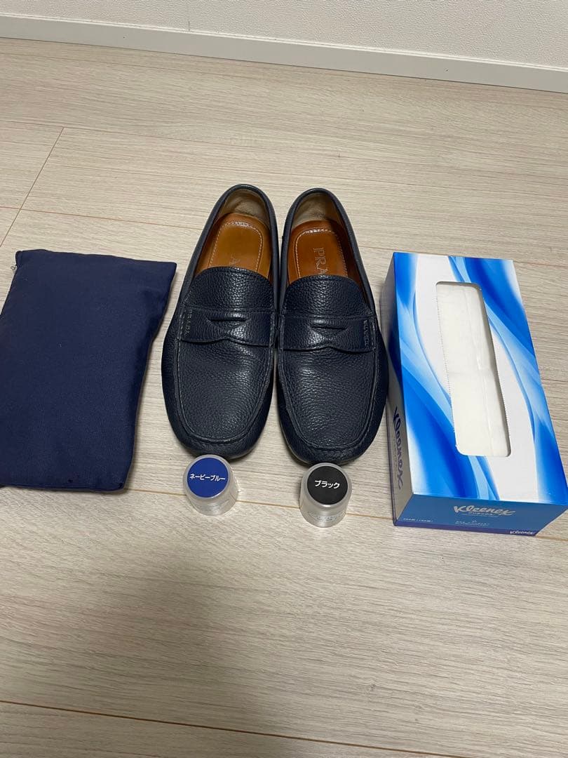 プラダ PRADA ローファー スリッポン ドライビングシューズ　ネイビー