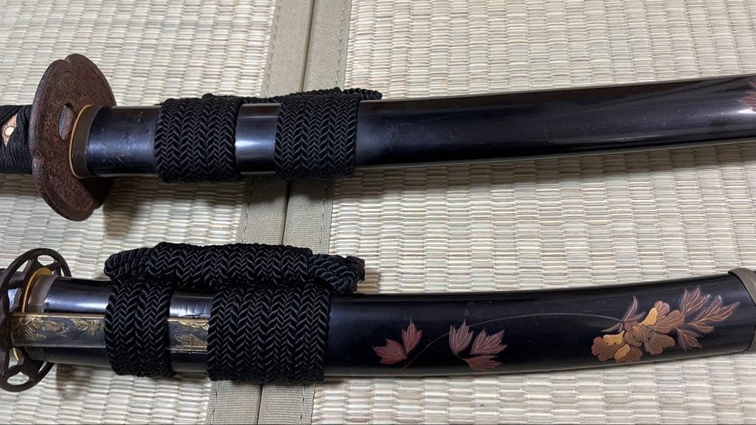 半太刀 真剣拵え 蝶 竹光 模造刀 居合刀 牡丹 小柄 本鮫皮 大小 金雲龍目貫