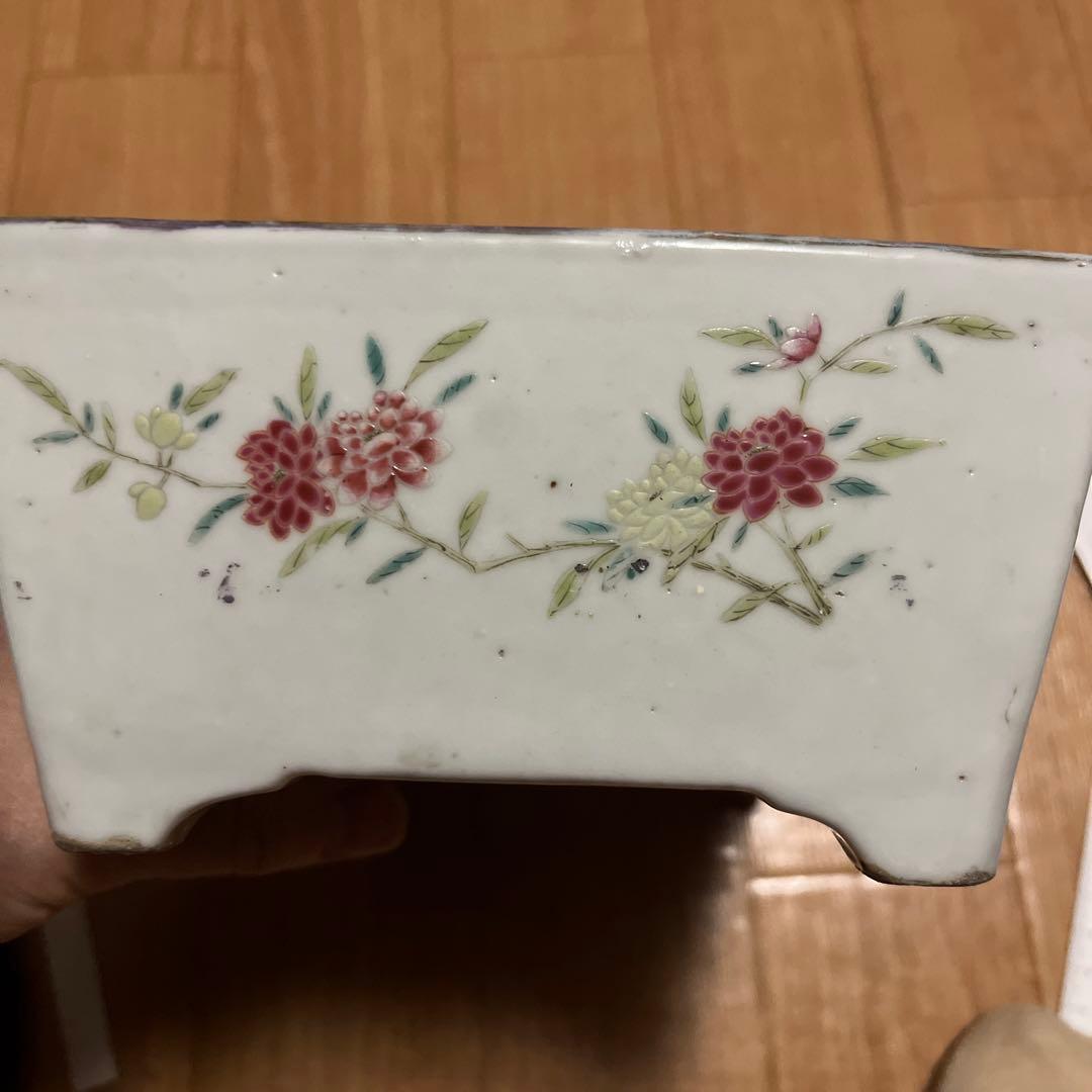 超希少　アンティーク水盤　中国骨董　陶芸長方花器　生花