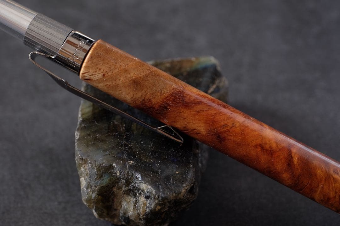 PG5木軸カスタム0222 高村杢工房 製図用シャープペンシル 花梨瘤紅白