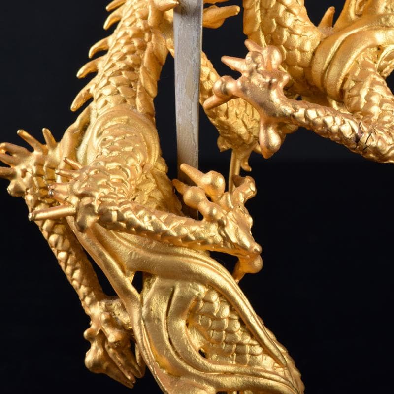 仏教美術　古銅鍍金　龍神　倶利伽羅大龍　不動明王　置物　時代箱付　M　7049