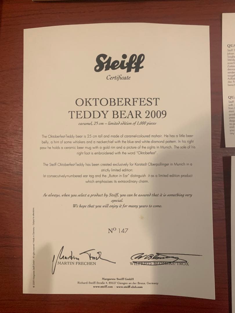 steiff テディベアー　25センチ
