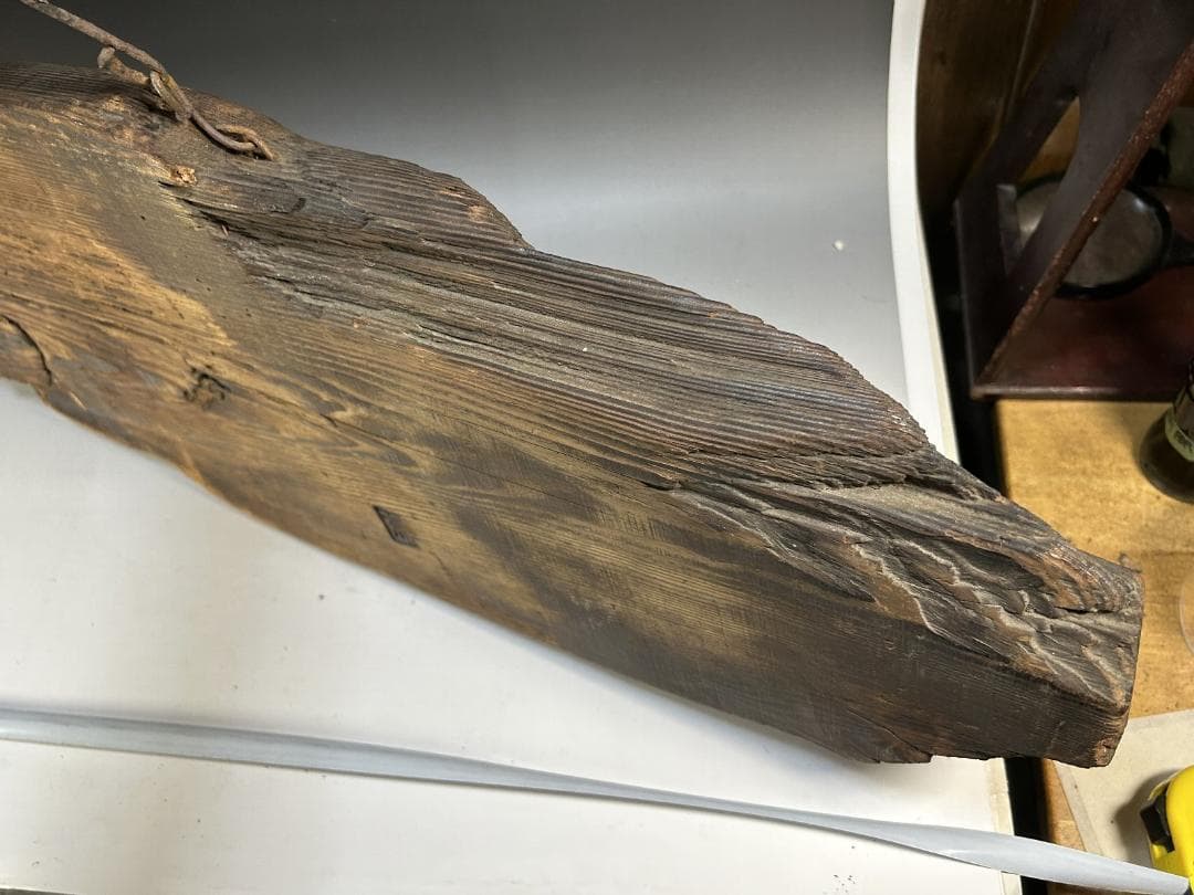 魚板 110㎝ 時代 古道具 壁掛け 魚鼓 在銘 仏教美術 雑貨 流木 オブジェ