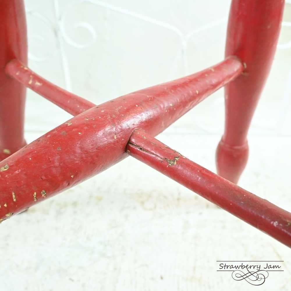 L3705-11 英国アンティーク スツール ヴィクトリア 赤 キッチンスツール