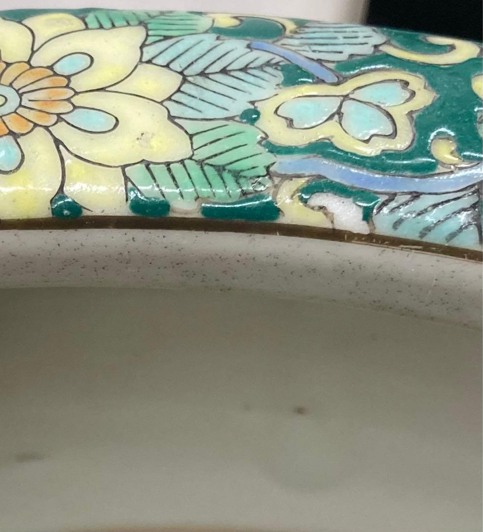 B182s 十錦手「花尽くし火鉢」菊・梅・牡丹 手焙り 鉢カバー 七宝繋