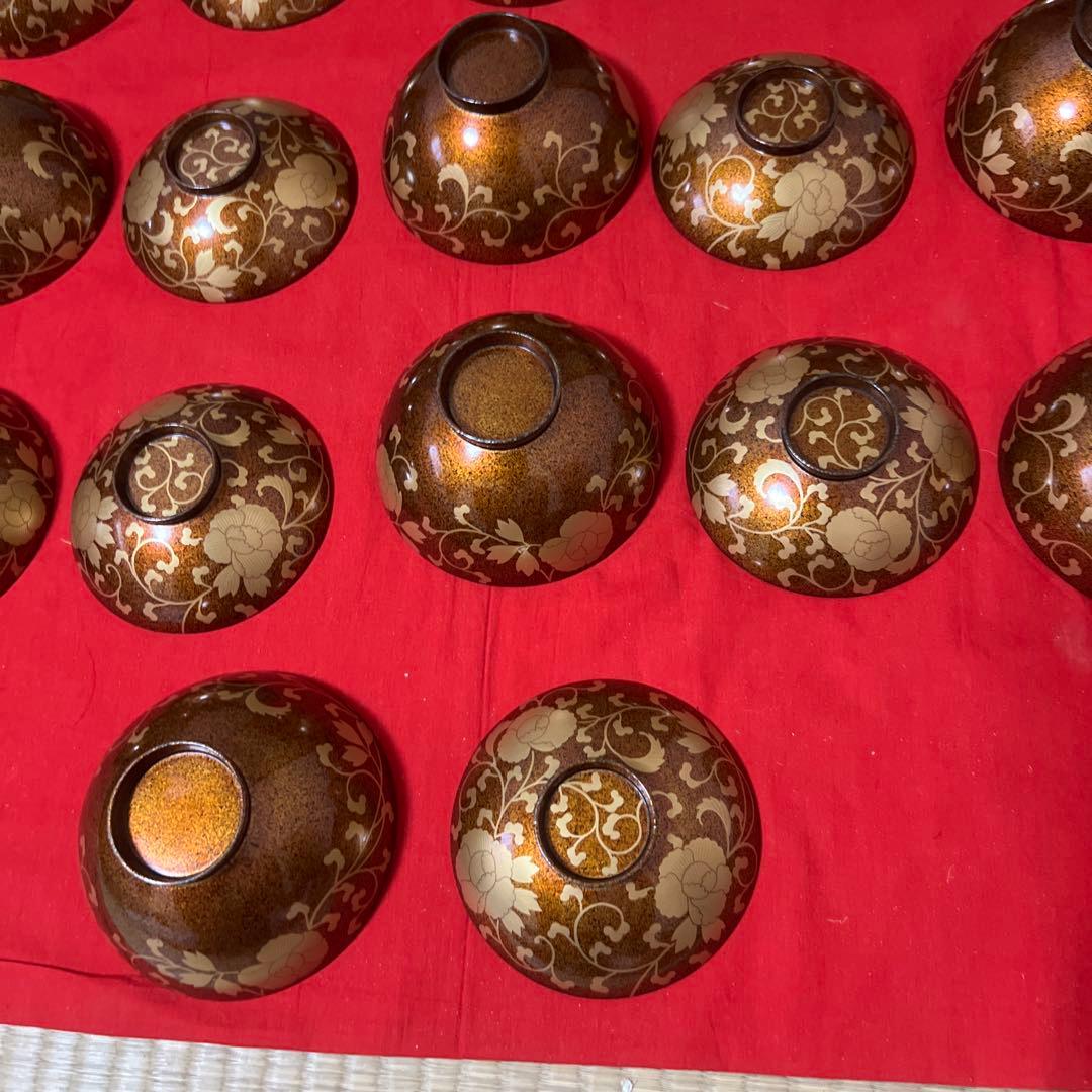 梨子地蒔絵吸物椀　10客供箱