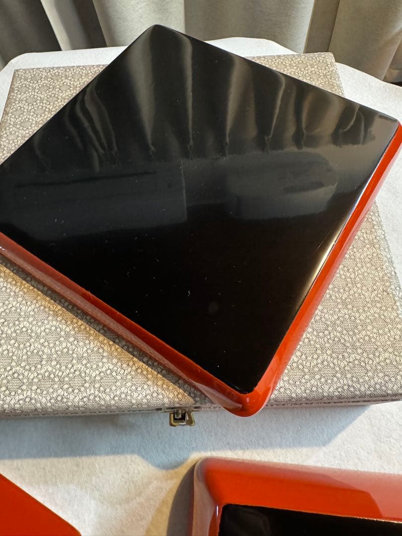 母のお茶道具 輪島塗 盆付き蓋付菓子箱　盆サイズ220mm