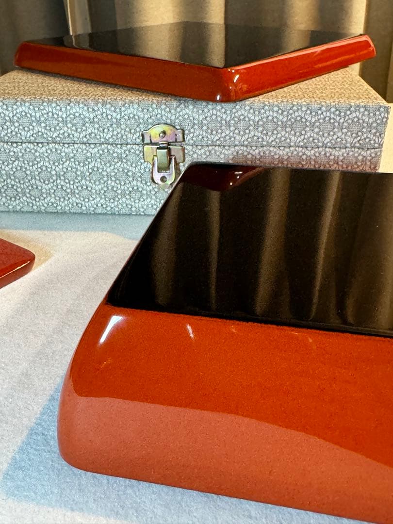 母のお茶道具 輪島塗 盆付き蓋付菓子箱　盆サイズ220mm