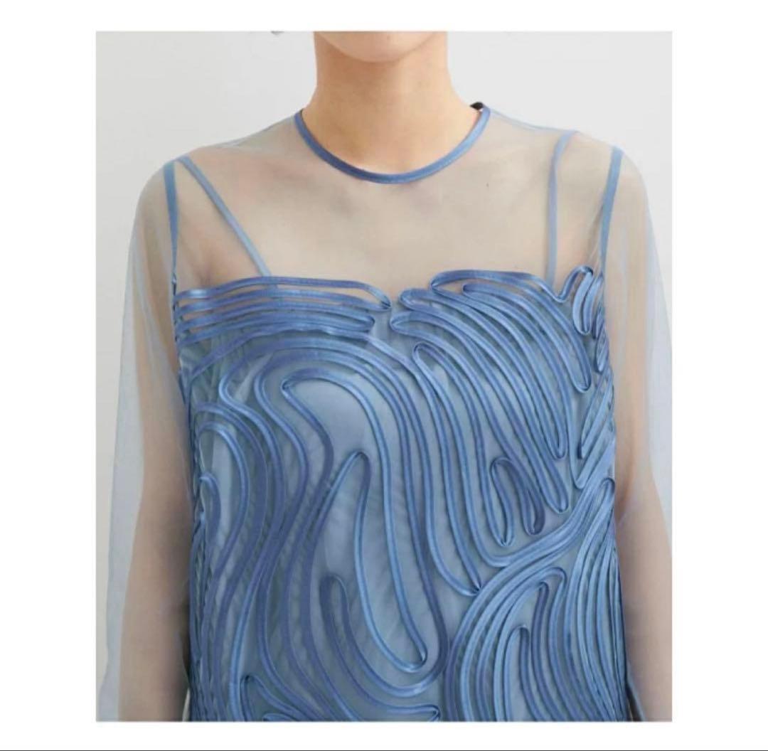 ADAM ET ROPE' ラインアートシアーワンピース オケージョンドレス