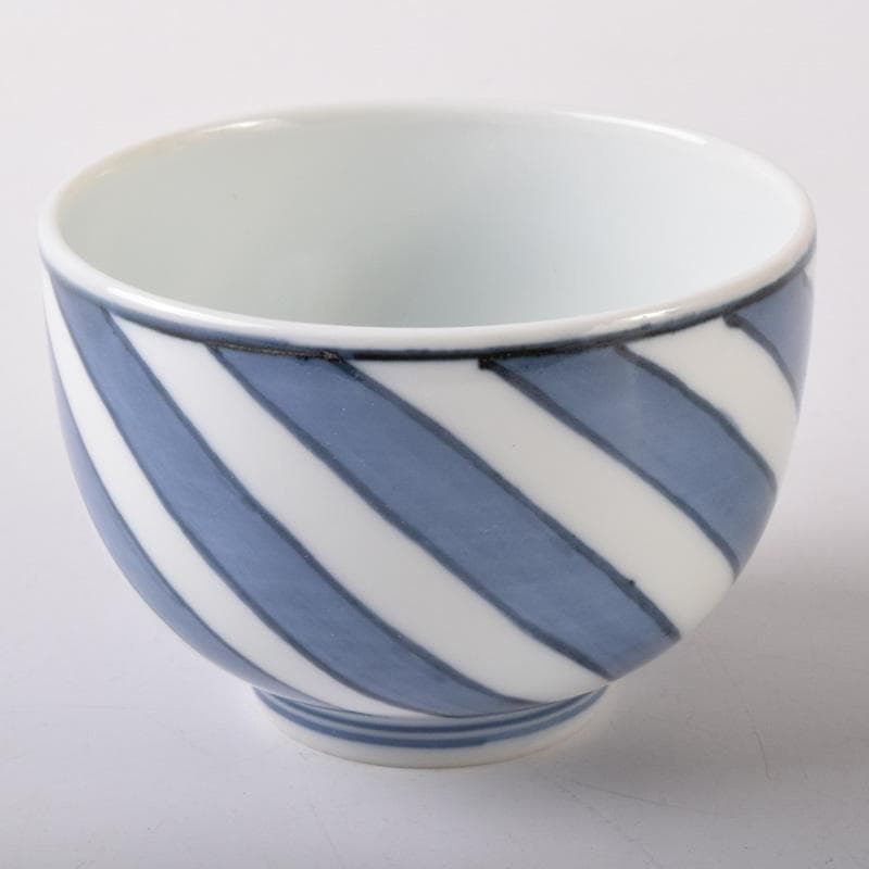 茶道具 京焼 清閑寺窯 杉田祥平造 染付 棯文 汲出碗 五客 共箱 V 7251