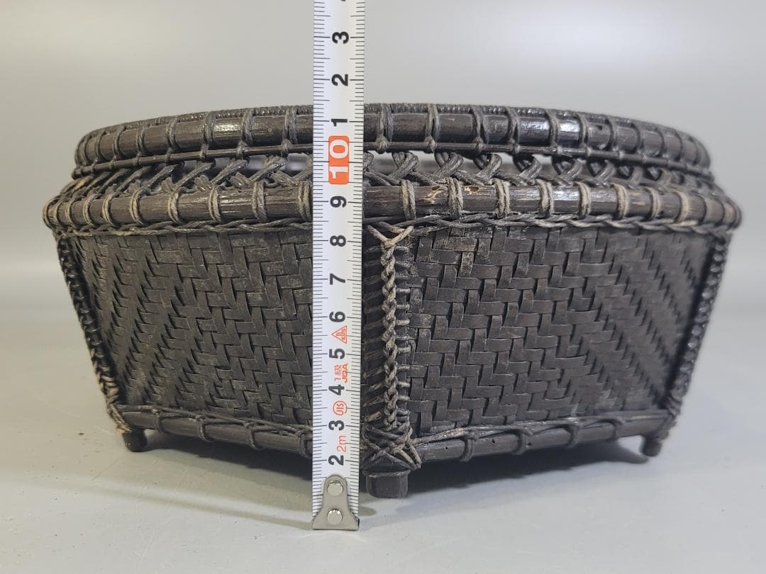 茶道具 竹籠 炭斗 時代物 DT707｜