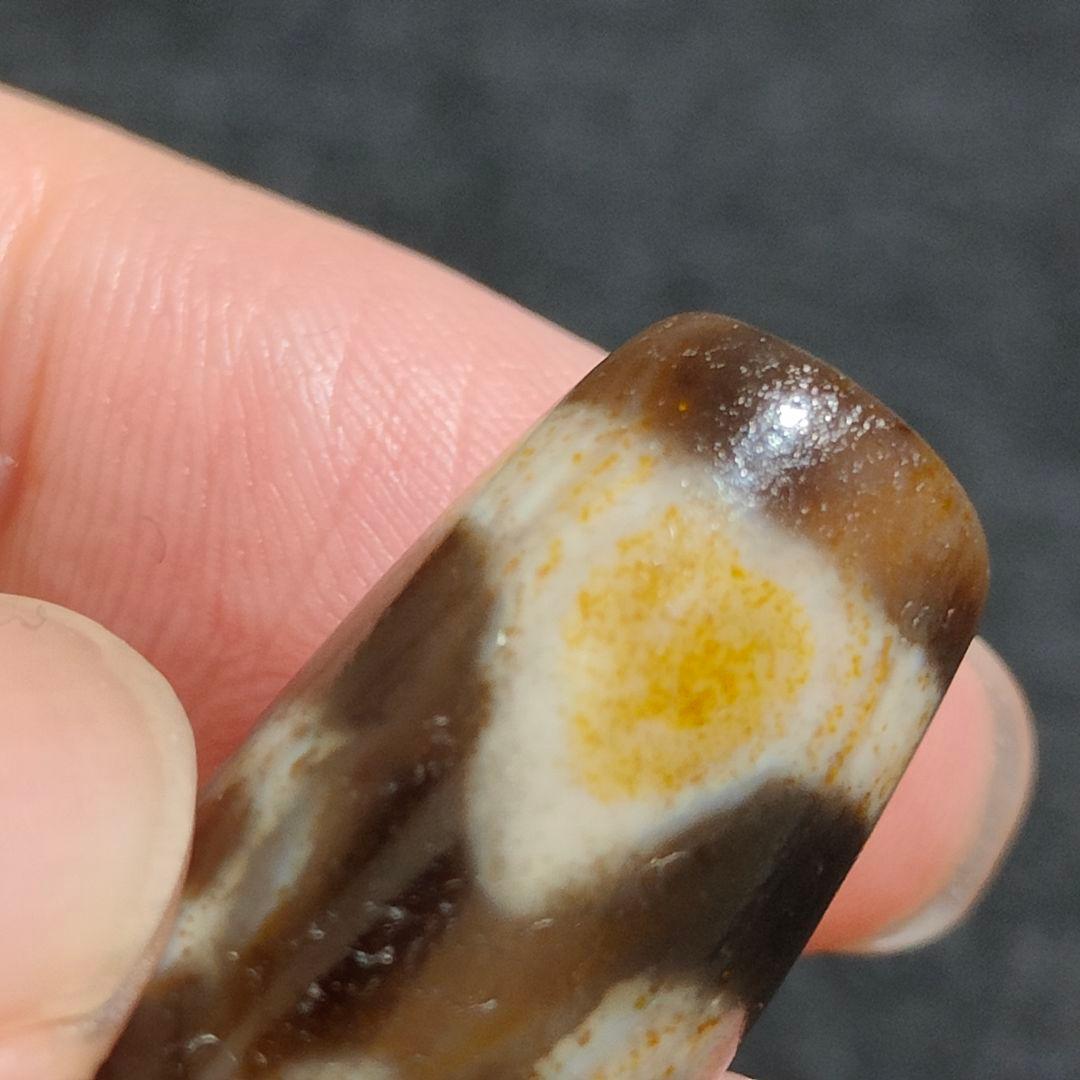 A27 朱砂老礦三眼天珠 天然石 鉱物 風水 開運 御守り 天珠