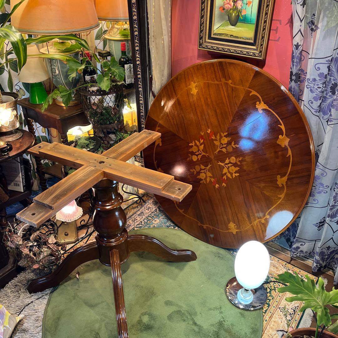 meru 引取価格　ヴィンテージ イタリアン象嵌　ラウンドテーブル