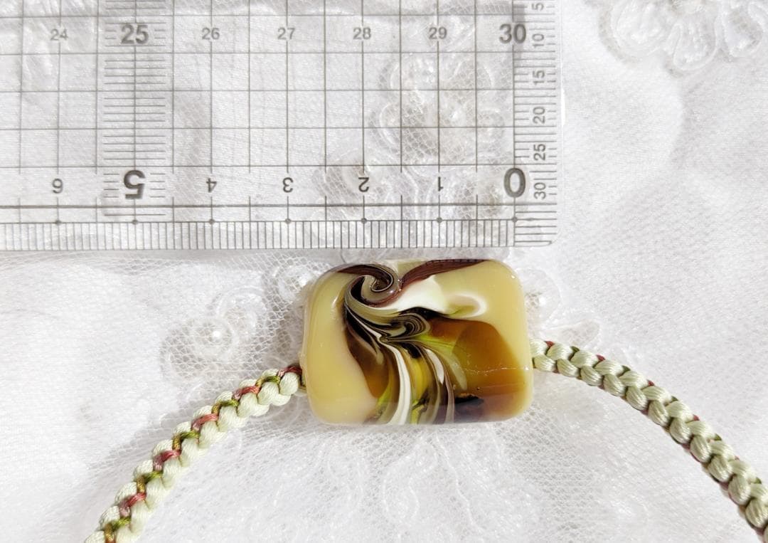 吉田正子トンボ玉（貳拾參） 「江戸組み紐」ネックレス ガラス玉に込め