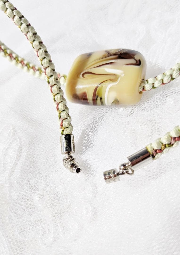 吉田正子トンボ玉（貳拾參） 「江戸組み紐」ネックレス ガラス玉に込め