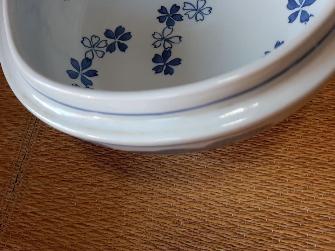 茶道具 染付 桜川 櫻川 水指 共箱 膳所焼 五角 水差 水入れ