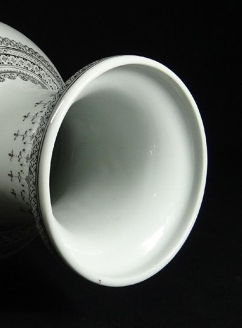 中国古玩 景徳鎮製 孔雀漢詩文大花瓶 高約36cm 時代物 粉彩