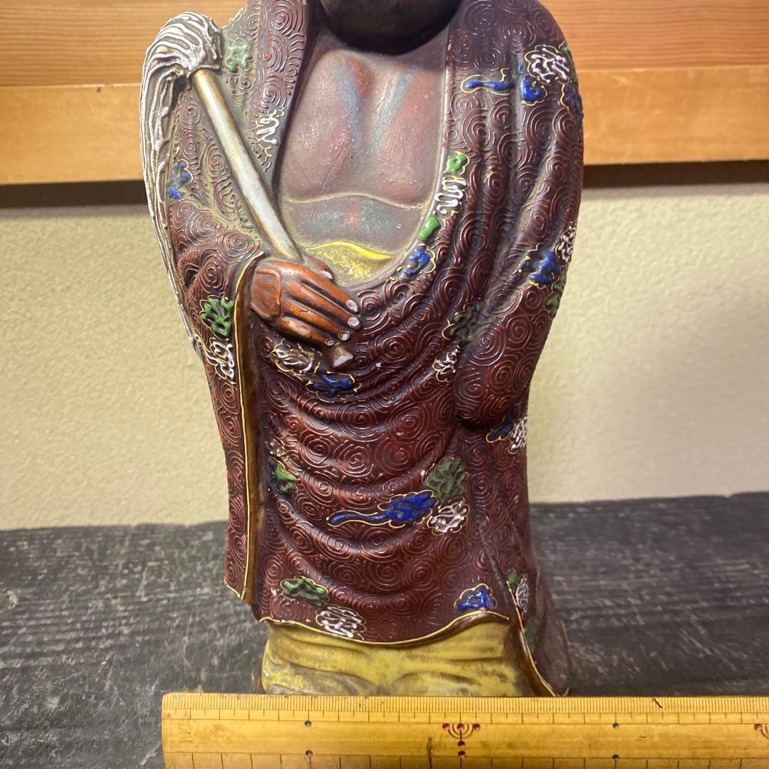古九谷　色絵達磨図置物　30cm11cm12cm