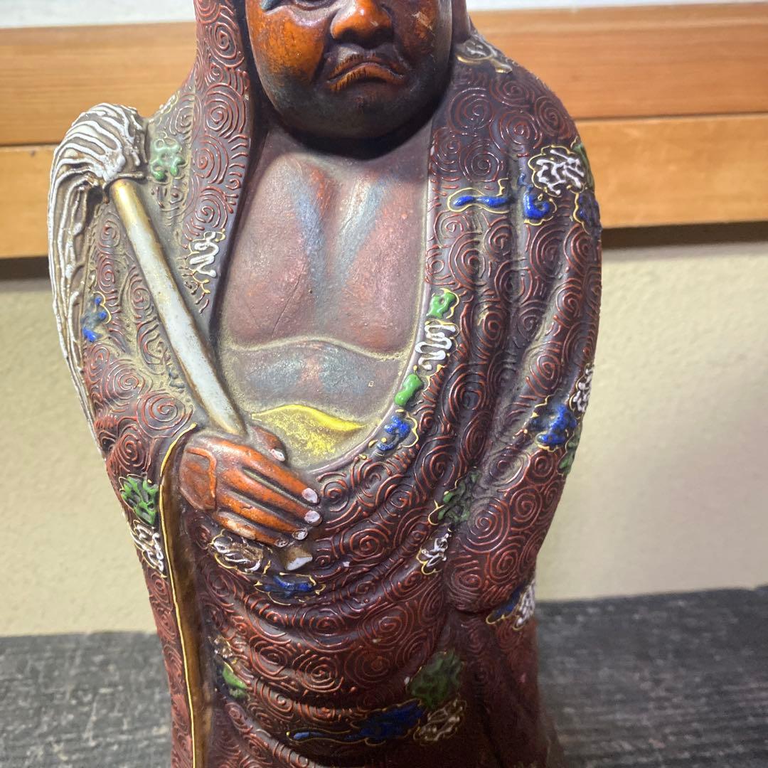 古九谷　色絵達磨図置物　30cm11cm12cm