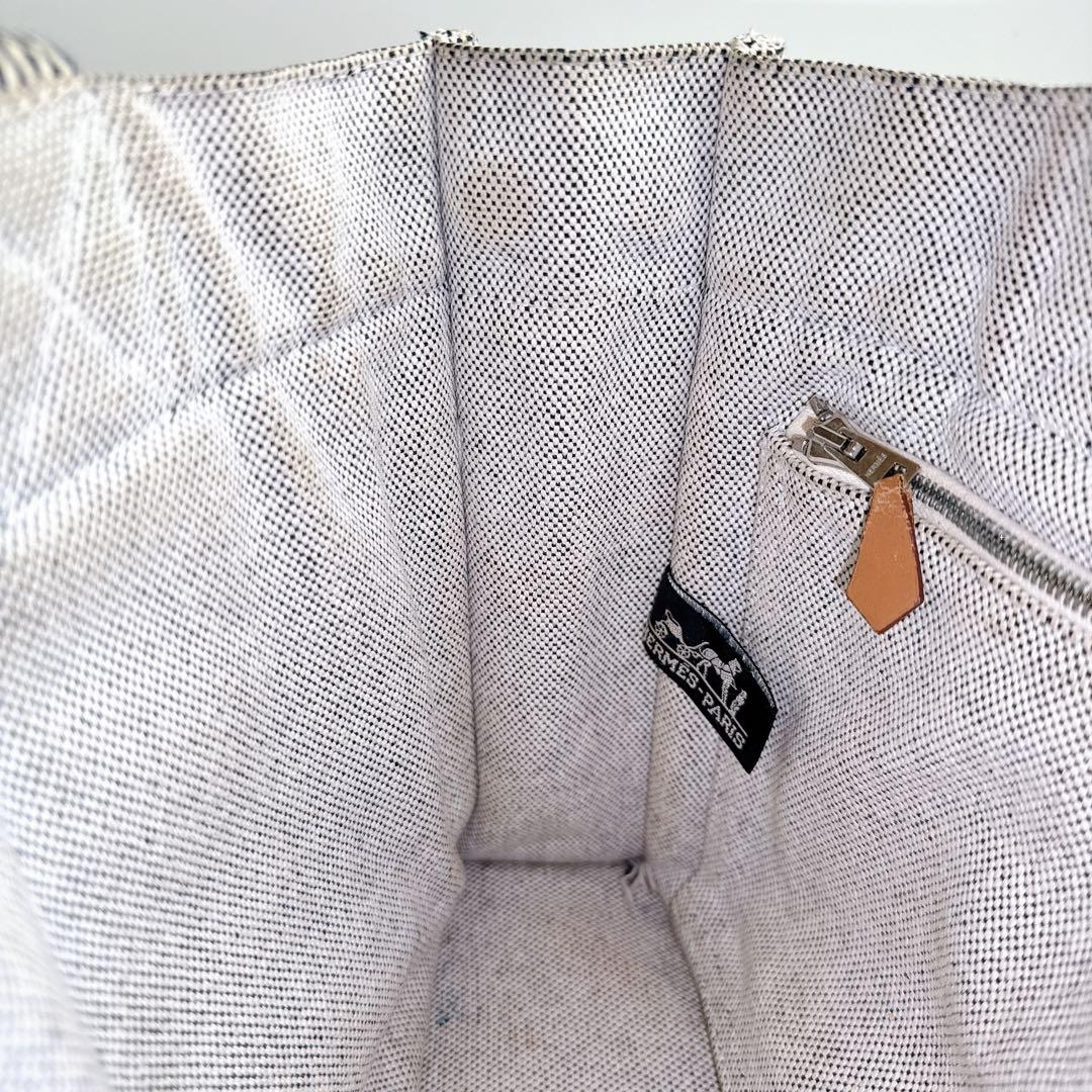 エルメス フールトゥPM ハンド トート バッグ グレー ブラック ストライプ