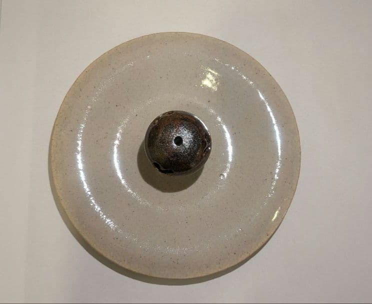 陽炎園』月に雁絵 耳付き水指 細水指 膳所焼 茶道具