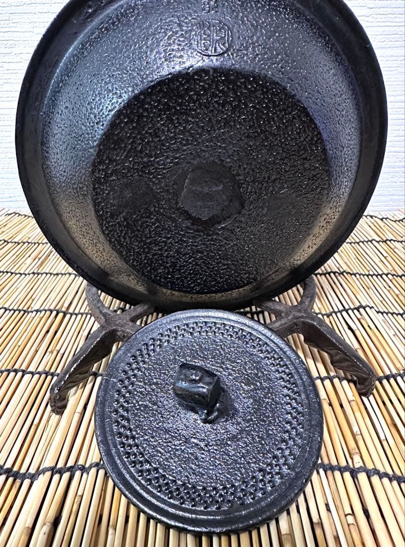 未使用品 南部伝統工芸士 及川寛治作 木瓜鉉 大アラレ 南部鉄瓶