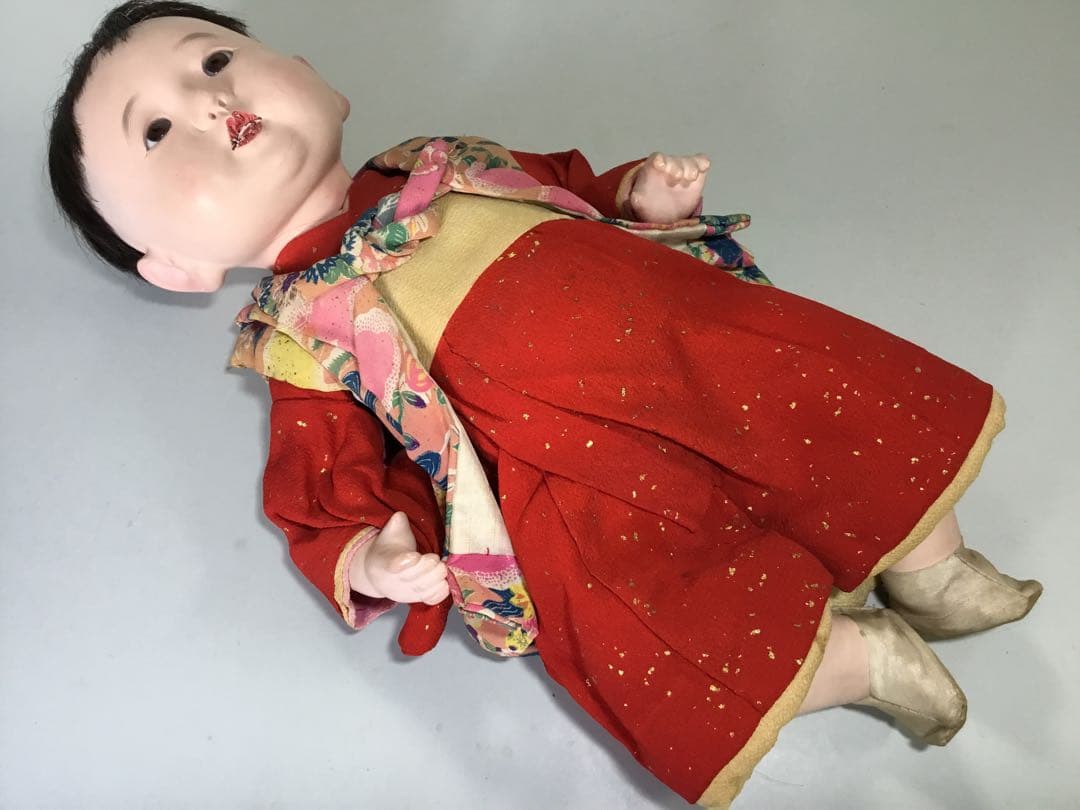 古い人形◇お座り人形◇紙箱入り 抱き人形 昭和レトロ 日本人形