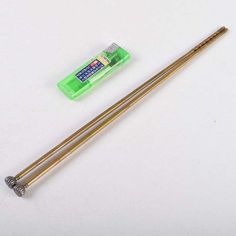 茶道具 釜師 十四代 大西清右衛門作 南鐐菊頭 真鍮火箸 共箱 M R9242