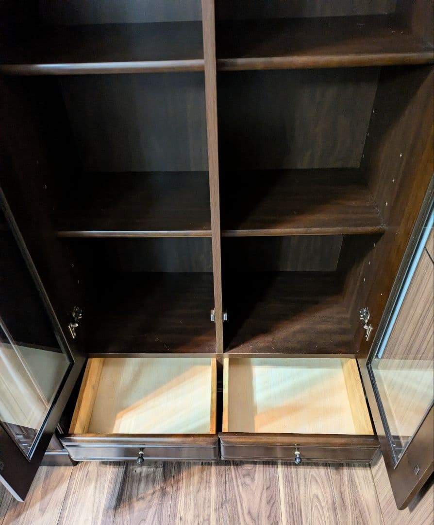 パーツ様専用】【梱包発送料込】木製 ガラス扉付収納棚