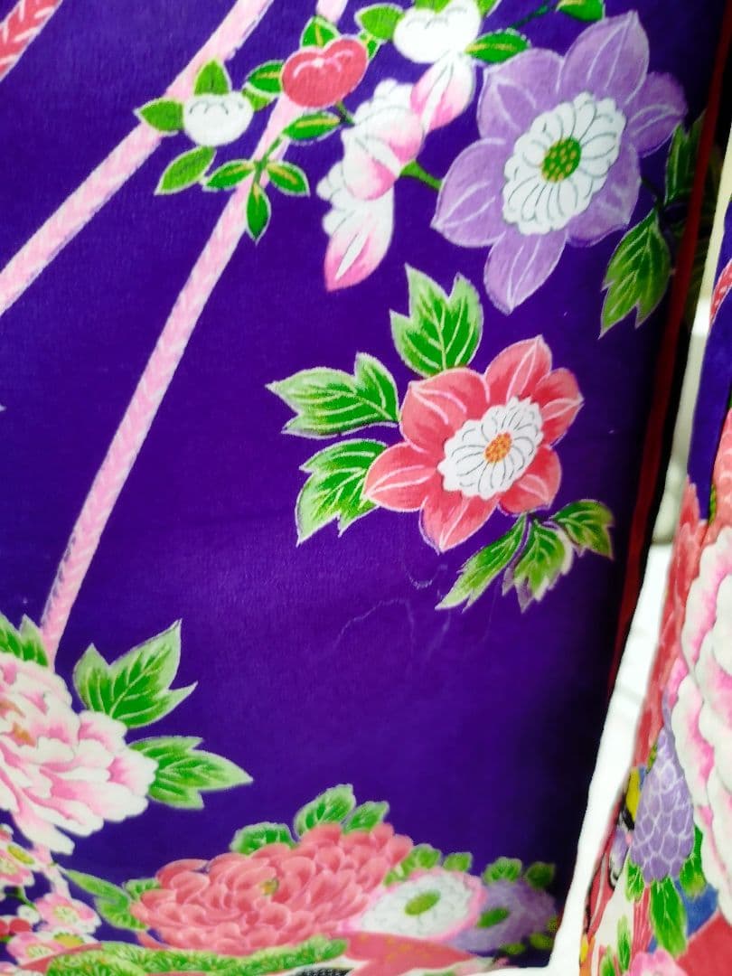 専用です☆アンティーク紫に百花繚乱着物と帯セット☆七五三３歳