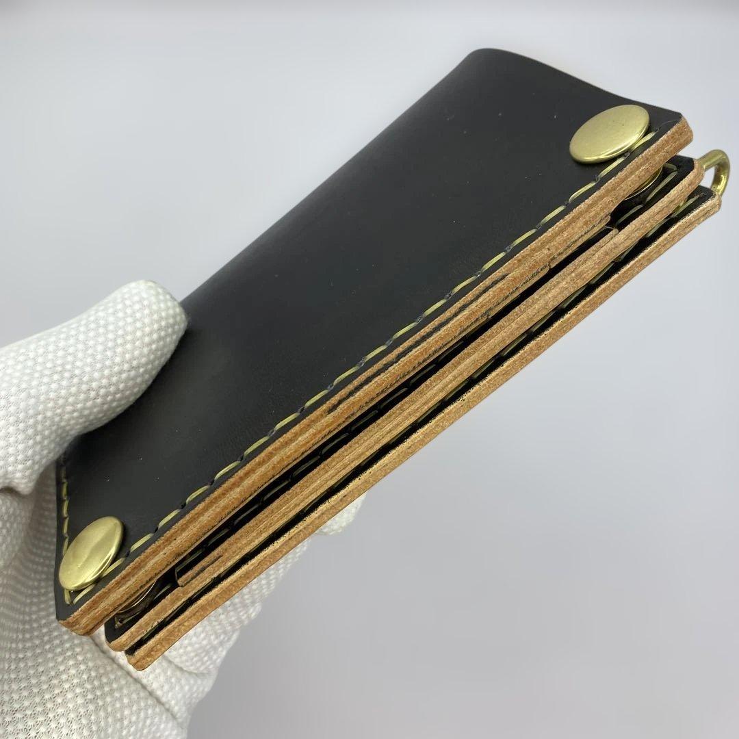 週末限定セール 折らずお札収納 茶芯 丘染めブラックの無骨トラッカーウォレット