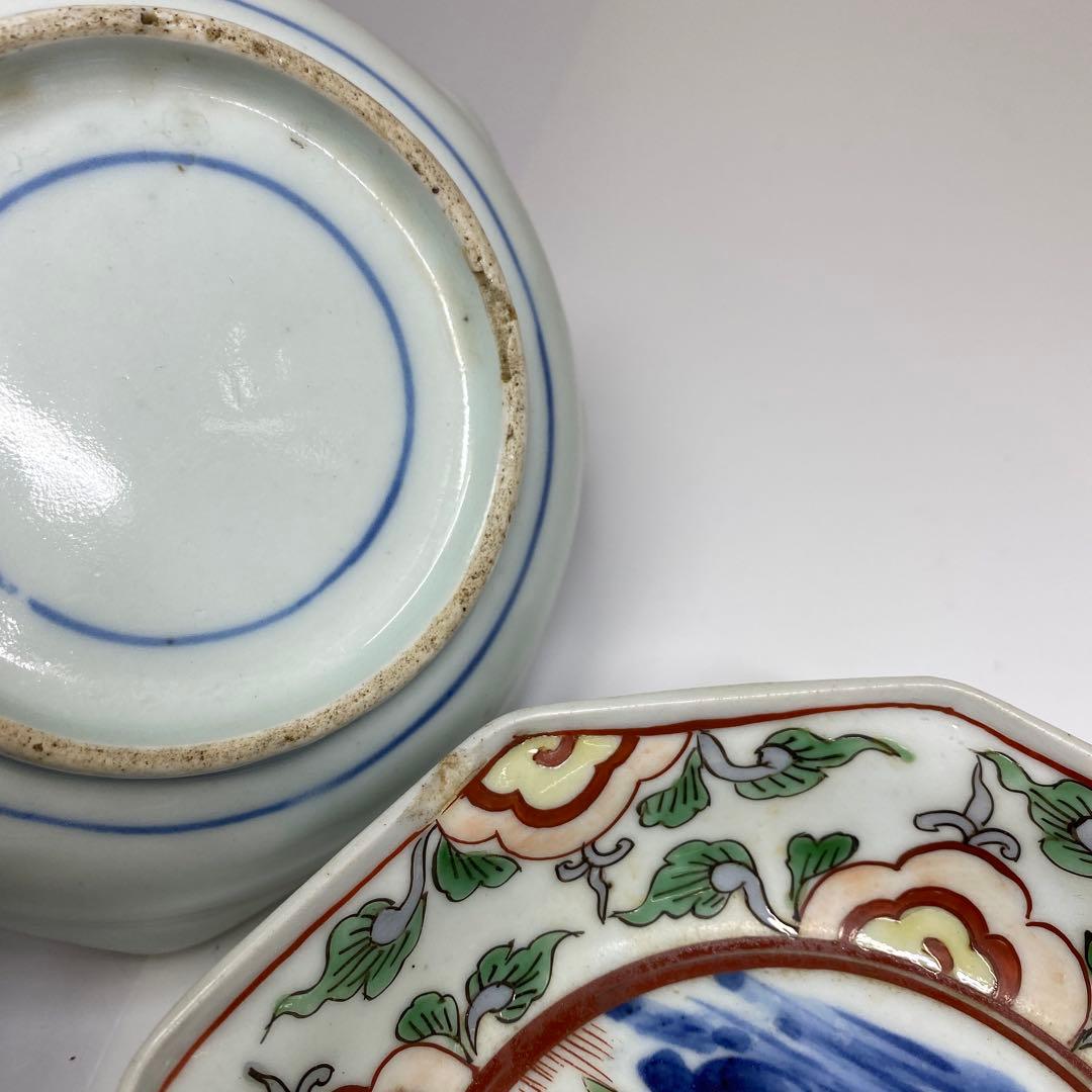 江戸中後期古伊万里赤絵向付10客木箱付東Y7-0314☆2Fトコヒ