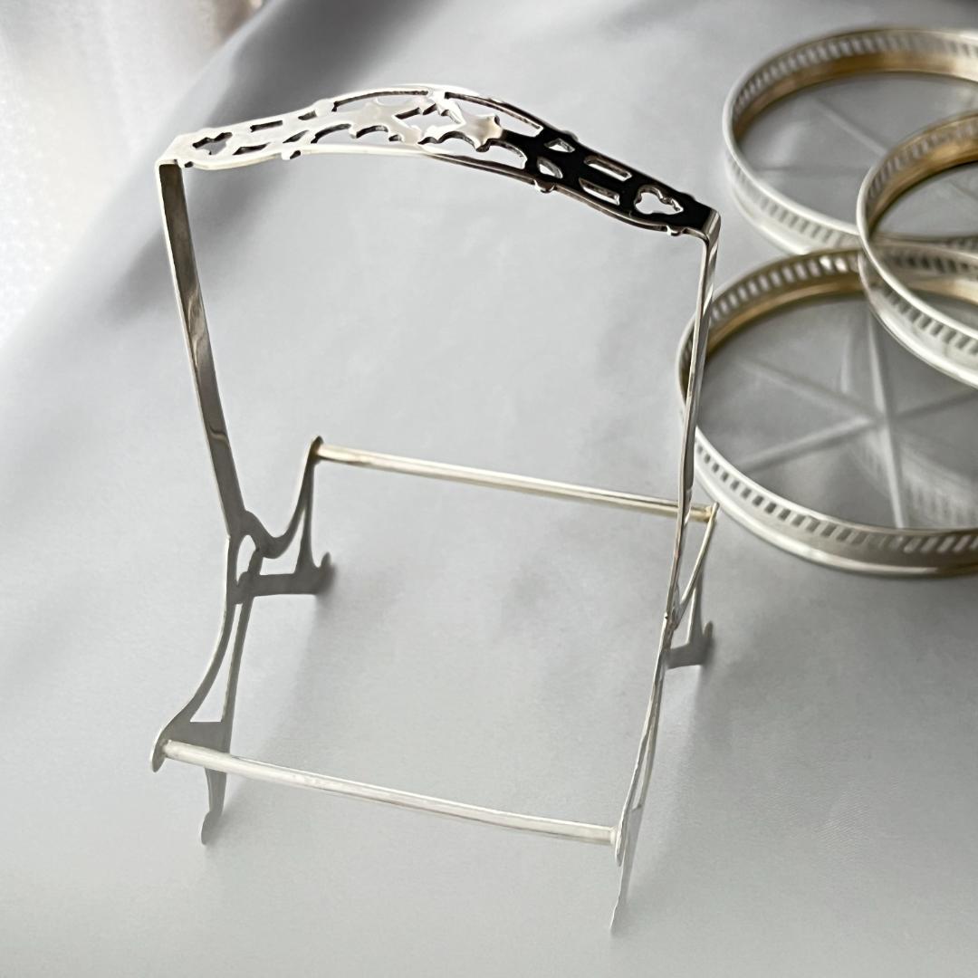 Webster】ワイングラスコースター 8枚【純銀/ガラス】 ホルダー