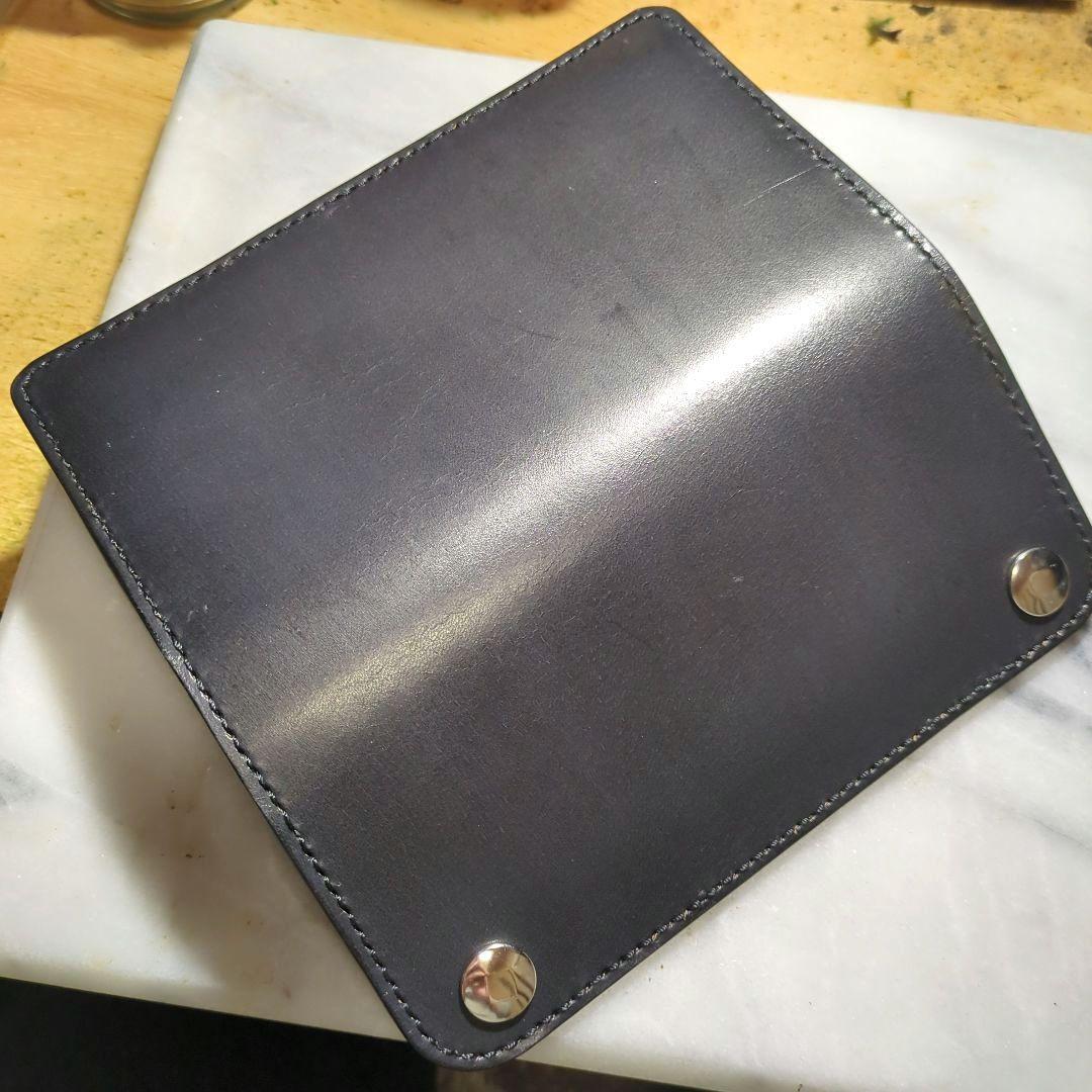 姫路ヌメ革 トラッカーウォレット ハンドメイド ロングウォレット 長財布 黒