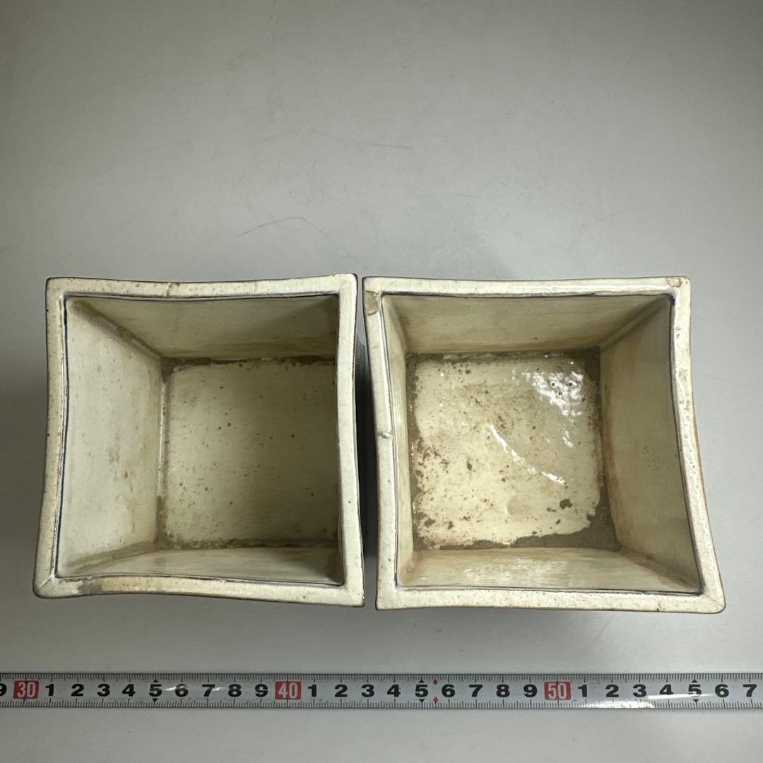 乾山作 雪景山水火入 一対 木箱付 幅約9㎝ 本Y7-0414☆1Fトトオカ