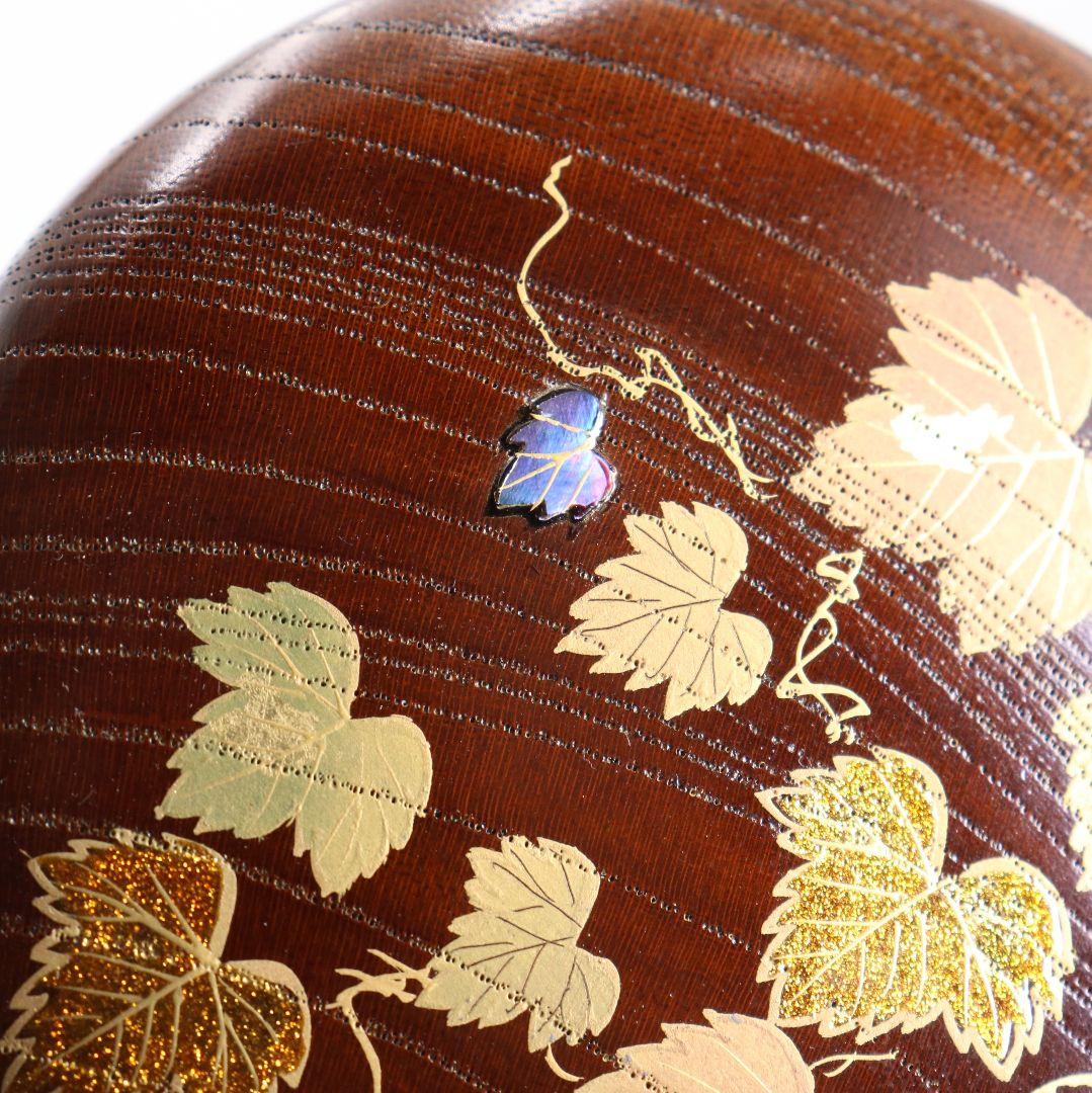 中出松峰作 欅拭漆 蔦蒔絵 平棗 茶道具 共箱 V868 N6