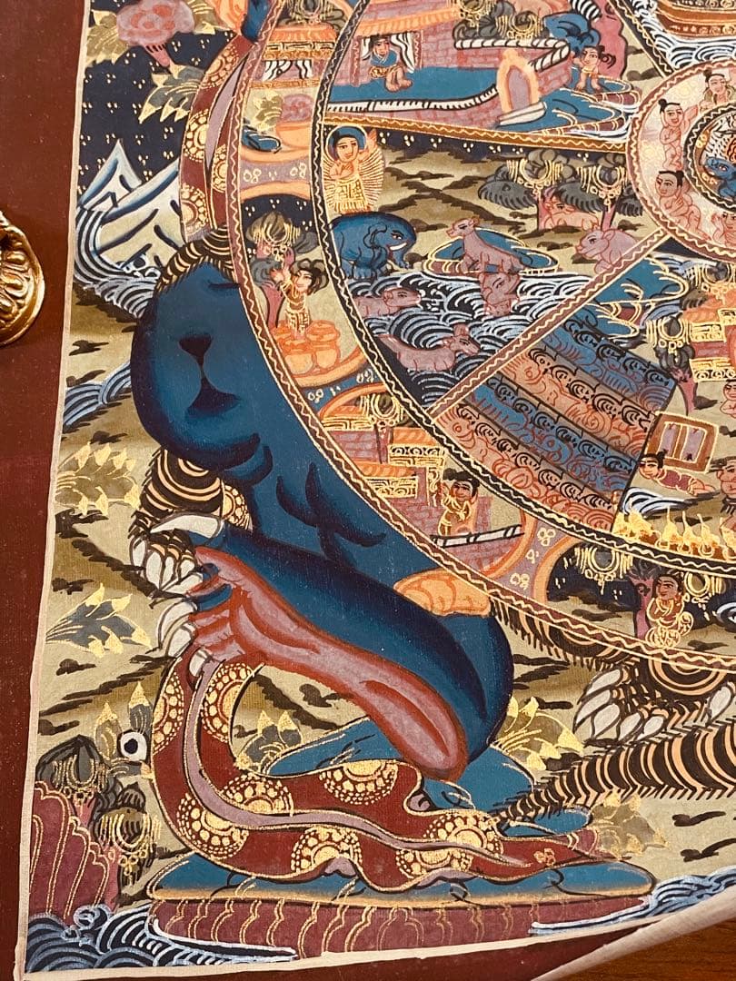 チベット密教 手描き曼荼羅（マンダラ）タンカ【新品・一点物】肉筆画 D2