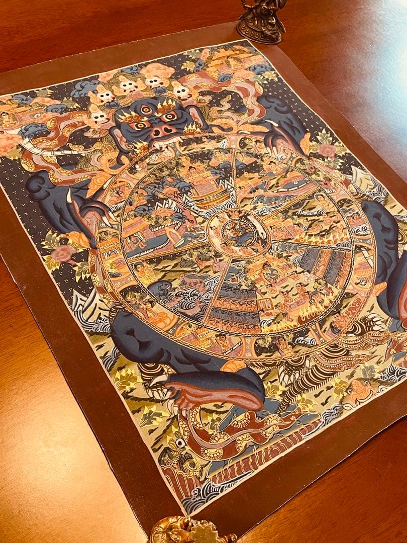 チベット密教 手描き曼荼羅（マンダラ）タンカ【新品・一点物】肉筆画 D2