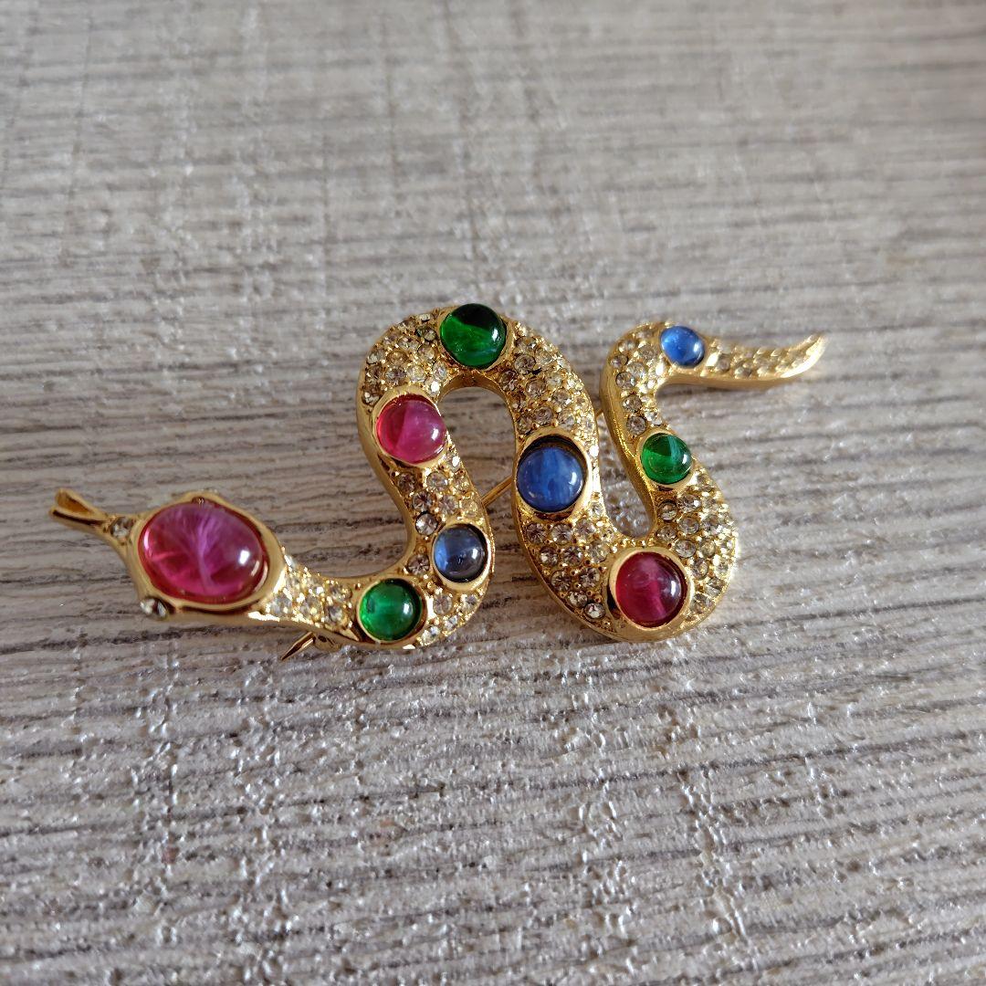 クリスチャン・ディオール Christian Dior ブローチ スネーク 蛇