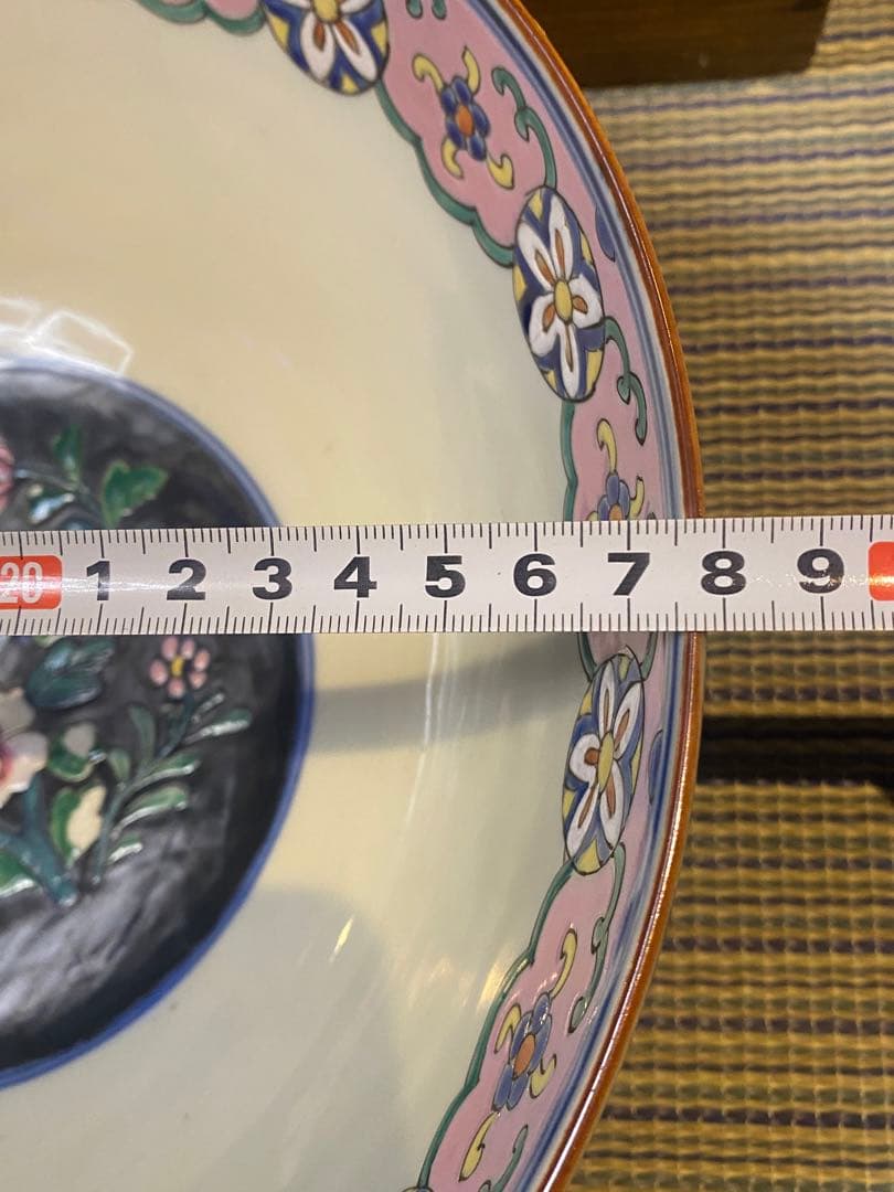 中国美術　色絵　窓絵吉祥紋　大中小　８寸・９寸・1尺　鉢　深鉢　3鉢揃い　木箱