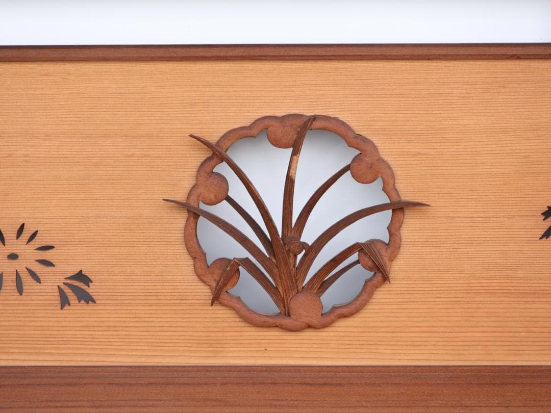 BK168 越中井波彫刻 名工 宏悦 四君子彫 木彫り欄間 一対 細密彫刻 建具